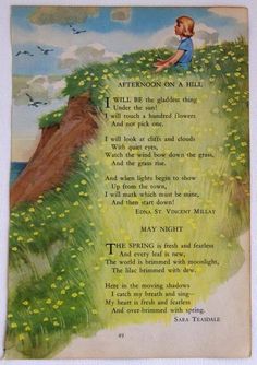 an old children's book with a poem written on it