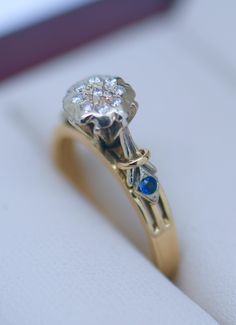 Absolutely Stunning Unique Hand Made Art Deco Engagement Dress Ring. Made in Solid 9K Yellow Gold Bezel Setting With Natural Diamonds Blue Sapphires Ring Size 6 US  or L1/2 (UK/AU)  2.90 Grams Metal: 9k Solid Gold (Marked, and Professionally Tested) Stamped;375A&G Condition:Pre-OwnedThe Ring Is Very Good condition Ring Come with New  Luxury Wooden Box (different as in the photo). Why not using LAYBY? easy payments. We offer a Layby plan over up to 8 weeks to Australian buyers. The item will be sent immediately, with tracking, after the final payment is receiving. The total amount of the item, including the postage, will be divided by 6 and each instalment can be paid weekly or a double payment fortnightly. If you like to purchase on Layby, please click Buy It Now on the item and contact me Schmuck Gold, Engagement Dress, Solid Gold Band, Gold Rings Jewelry, Ringe Gold, Natural Diamond Ring, Art Deco Engagement, Jewellery Gold, Gold Ring Sets