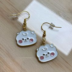 Bt21 Rj Earrings 925 Stamped Gold Colored New Made By Me 925 Gold Color More Styles Available On My Page. Can Bundle To Save On Shipping Tags: Rj Bt21 Bts Jin Moon Kpop Earrings Rj Bt21, Bts Earrings, Kpop Earrings, Earrings Dangle Simple, Citrine Earrings, Shipping Tags, Teardrop Dangle Earrings, Crystal Dangle Earrings, Fish Hook Earrings