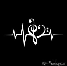 a music note with a treble in the shape of a heart on a black background