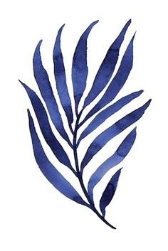 a blue leaf is shown on a white background