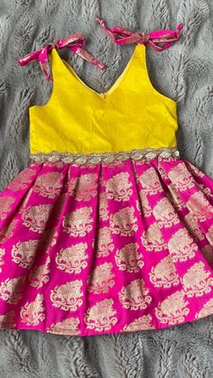 https://www.etsy.com/shop/nicholehandmadeit Hot Pink And Gold, Yellow Elephant, Elephant Dress, Yellow Gown