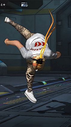 a man doing a handstand on top of a skateboard in a video game