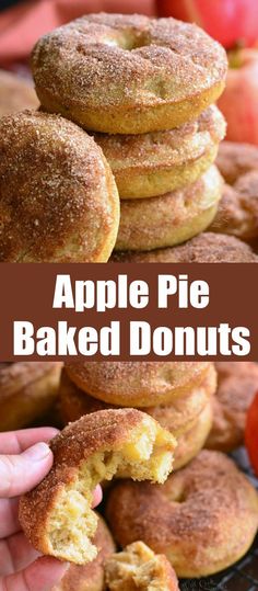 apple pie baked donuts stacked on top of each other with the title above it