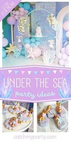 As with mermaids, kids can't get enough of under the sea themed parties. So let your guests dive into a magical underwater extravaganza and treat them to a fun time! See more party ideas and share yours at CatchMyParty.com Under The Sea Cake Ideas, Girl Birthday Party Themes, Under The Sea Party Ideas, Under The Sea Birthday Cake, Sea Birthday Party Decorations, Underwater Birthday, Birthday Under The Sea, Under The Sea Cake, Water Birthday