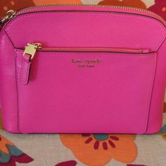 Hot Pink Kate Spade Crossbody Bag, Beautiful, Well Cared For, Great Pre Loved Condition, Leather With No Scratches, Hardware Perfect, Two Very Small Black Dots, Barely Noticable, I Actually Had To Put The Camera Really. Loses To Get Them, But I Want To Show It So You Are Aware, Used A Handful Of Times, Like New Kate Spade Crossbody Bag, Pink Kate Spade, Pink Crossbody Bag, Black Dots, Kate Spade Crossbody, I Want, Hot Pink, Kate Spade, Crossbody Bag