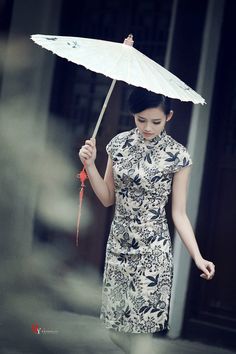 Find Chinese tunic, cheongsam at http://taology.com/collections/classic-casual Qipao Modern, Shanghai Style, Girl With Umbrella, Qipao Cheongsam