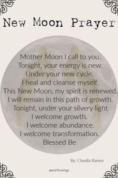 New Moon Prayer, Moon Prayer, Moon Intentions, Moon Rituals