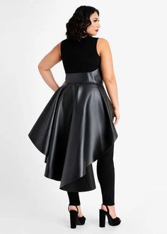 Faux Leather Asymmetric Skirt Belt, Black Chic Asymmetrical Skirt With Belt, Party Faux Leather Belted Bottoms, Belted Faux Leather Skirt For Night Out, Chic Belted Faux Leather Skirt, Asymmetrical Faux Leather Skirt For Party, Faux Leather Asymmetrical Skirt For Party, Low Waist Belt, Buckle Skirt, Plus Size Belts