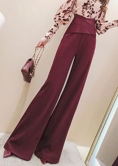 French Red Solid High Waist Cotton Wide Leg Pants SpringFabric: Cotton BlendedSize & Fit: This garment fits true to size.Length: Size L measures 41.34"from waist to hem.Waist:Fitted - very fitted at natural waist Hip: Loosely Fitted. room for hips. Hand Wash Cold. Fitted High-waisted Burgundy Pants, Fitted Wide Leg Burgundy Pants, Burgundy Fitted Wide Leg Pants, Burgundy Bottoms For Fall Party, Burgundy Fitted Straight Pants, Red Solid Color Bottoms For Fall, Burgundy Party Bottoms For Fall, Fall Party Burgundy Bottoms, Burgundy High-waist Bottoms For Work