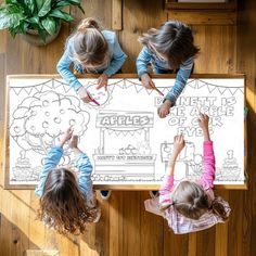 Is the APPLE of your eye about to celebrate their first birthday?! Make sure you grab this personalized apple themed coloring tablecloth for the celebration!  Personalize it however you choose! Need a fun apple party pun for a 2nd birthday? How about Sweet TWO the Core?!  this GIANT 6ft x 3ft paper coloring activity will keep you and your kiddos coloring for days while creatively celebrating! Set up a festive coloring station with this collage, added confetti & balloons. Simply grab the a... Apple First Birthday Party, Coloring Table Birthday Party, Apple Orchard Birthday Party, First Birthday Apple Theme, Apple First Birthday, Birthday Coloring Tablecloth, Coloring Station, Coloring Tablecloth, Paper Coloring