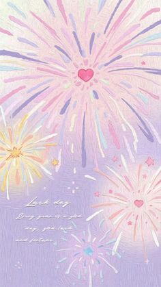 a painting of fireworks with a heart in the middle