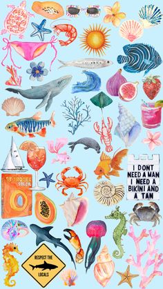 an image of various sea animals and marine life