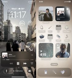 an image of a cell phone screen with people walking on the street and buildings in the background