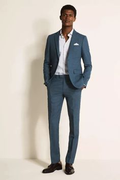 Wedding Guest Men, Summer Wedding Suits, Summer Suits Men, Modern Suits, Blue Suit Men, Suit Ideas, Wedding Outfit Men, Look Formal