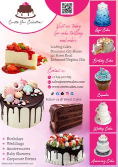 Editable Cakes, Bakers, Pastries Confectionery Desert Cake Banner Flyer Add Flyer Design, Birthday Cake