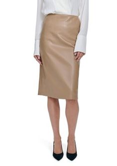 Crafted from vegan leather, this pencil skirt from Halston merges edgy style with timeless sophistication. | Halston Women's Vegan Leather Pencil Skirt, Large Faux Leather Pencil Skirt, Skirt Medium, Leather Pencil Skirt, Edgy Style, Sneaker Dress Shoes, Nike Fashion, Top Beauty Products, Cashmere Coat, Junior Dresses