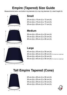 the lamp shade size guide for lampshades with measurements and measurements to choose from