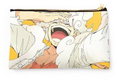 a zippered pouch bag with an image of anime characters