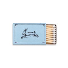 matches with an image of a running rabbit on it