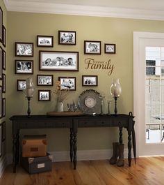 a family wall with many pictures on it