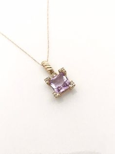 14k Gold Amethyst Necklace, February Birthstone Dainty Necklace, Gift For Women Elegant Purple Diamond Necklace, Elegant Purple Pendant Birthstone Necklace, Elegant Purple Necklace With Prong Setting, Fine Jewelry Purple Diamond Necklace, Purple Diamond Necklace Fine Jewelry, Purple Diamond Necklace In Fine Jewelry Style, Fine Jewelry Amethyst Necklaces With Prong Setting, Fine Jewelry Amethyst Necklace With Prong Setting, Fine Jewelry Amethyst Necklace In Prong Setting