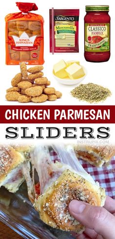 the chicken parmesan sliders recipe is shown