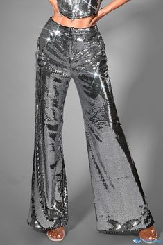 Dazzling Wide Leg Pants Trendy Wide Leg Bottoms For Winter, Trendy Winter Wide Leg Bottoms, Spring Sequined Stretch Bottoms, Full Length Dress Pants For Night Out In Fall, Full Length Dress Pants For Fall Night Out, Spring Sequin Stretch Bottoms, Spring Stretch Sequin Bottoms, Glamorous Stretch Bottoms For Winter, Glamorous Sequined Bottoms For Winter