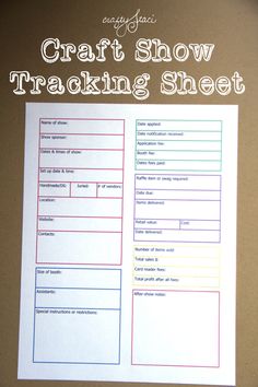 the craft show tracking sheet is displayed on a table