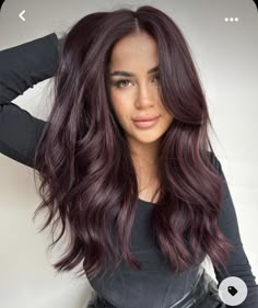 Bordeaux Hair Color, Black Plum Hair, Hot Purple Hair, Plum Hair Colour, Hair Ideas Dyed, Burgundy Purple Hair, Plum Black Hair, Plum Purple Hair, Pelo Color Vino