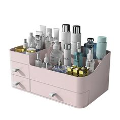 PRICES MAY VARY. 💄【Designed for Everyday Use】-Clean, elegant lines and curves make this a beautiful addition to your dresser top. It will look great wherever it is placed. It Suits Your Various Storage Needs: Makeup Organizer, Vanity Organizer, Desk Organizer, Bathroom Organizer, etc! 💄【Large Capacity Classified Storage】 - 1 large drawer and 2 small drawers for your facial mask or vanity kit&small item. 8 top compartments hold at least 8-10 lotions, 6-8 moisturizer 15-20 makeup brushes of vari Glam Station, Makeup Caddy, Vanity Organizer, Makeup Drawer, Cosmetics Storage, Countertop Organizer, Cosmetic Display, Skincare Organization, Vanity Organization