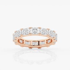 3 7/8 ctw Radiant Lab Grown Diamond East-West Eternity Band - 3.7mm Width 14K Rose Gold, FG, VS2 Jewellery Box Making, Perfect Engagement Ring, East West, Eternity Band, Custom Engagement Ring, Diamond Sizes, Eternity Bands, Adjustable Bracelet, Diamond Studs