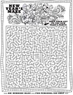 the new year's maze is shown in black and white, with an image of flowers