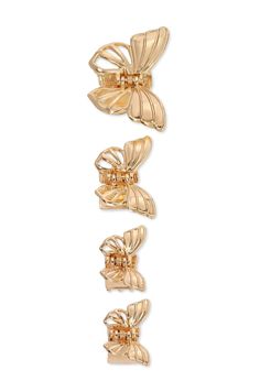 Flight of the Butterfly Golden Clip Set Adjustable Gold Clip-on Jewelry, The Butterfly, Flight, Gold Tones, Plating, Gold