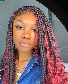 braid weave hairstyle burgundy braided boxbraids baddie peet protective African Pants, Trendy We Fryzurach, Gorgeous Braids, Goddess Braids Hairstyles, Hairstyles Natural, Cute Braided Hairstyles, Cute Box Braids Hairstyles, Girl Drawings