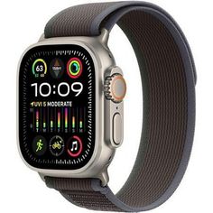 the apple watch series 4 is shown in silver and black with a gray band on it