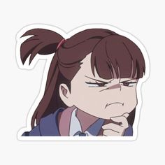 an anime character with long hair and ponytails looking at the camera sticker on a white