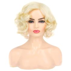 PRICES MAY VARY. Material:Heat Resistant Synthetic Fiber, Which is Soft Durable and Charming. Color:Blonde Wig.Women Short Curly Wig Perfect for Carnivals,Theme Party,Halloween,Costume,Masquerade and Daily Use. Packaged Included : 1 x High Quality Wig + 1 x Free Wig Cap Size: The Wig Cap is Adjustable,Can be Intertwined to Suit Most Different Head Sizes. Warm Tips:Synthetic Short Blonde Wig Happened to Minimum Shedding and Tangling When You Wear for The First Time Which is Normal.After Packaging Short Curly Blonde, Color Rubio, Party Wig, Blonde Wigs, Red Costume, Blonde Waves, Short Curly Wigs, High Quality Wigs, Pink Wig