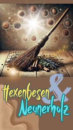 a broom with the words hexenbeeen nenehf on it