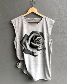 Gothic Tank Tops, Rose Tank Top, Distressed Tshirt, Loose Tank Tops, Floral Print Shirt, Casual Vest, Comfortable Tops, Sleeveless Tops