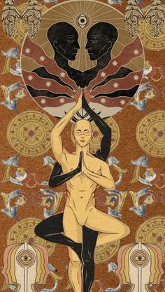 an artistic painting with a woman doing yoga