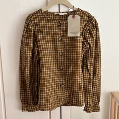 Zara Girls (Nwt) | Autumn Fall Ruffle Plaid Check Button Down Shirt Top Blouse Size 8 Bundle And Save Fall Yellow Cotton Tops, Yellow Cotton Tops For Fall, Cute Cotton Fall Blouse, Yellow Tops For Fall Workwear, Yellow Tops For Workwear In Fall, Yellow Cotton Tops With Buttons, Cute Zara Tops For Fall, Plaid Tops For School In Fall, Cute Yellow Tops For School