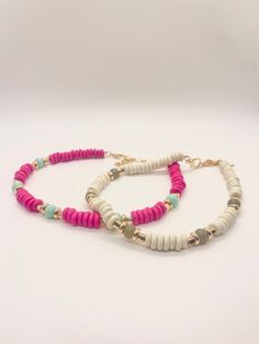 Upgrade your style with our Beaded Statement Necklace. Available in chic white neutral or eye-catching pink and turquoise, it can be layered for a trendy look or worn alone for a statement piece. Pink Beaded Chain Necklace As Fashion Accessory, Pink Necklace With Colorful Beads As Fashion Accessory, Pink Necklace With Colorful Beads, Trendy Turquoise Beaded Necklaces, Bride Birthday, Cooler Gift, Pink Statement Necklace, Pride Jewellery, Simple Bracelets