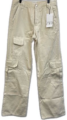 Cargo Pants Cream, Pants Cream, Zara Jumpsuit, Style Cargo Pants, Cream Style, Colored Pants, Pants With Pockets, Light Tan, Zara Pants