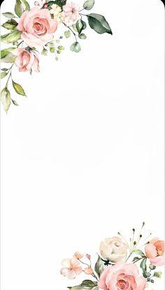 watercolor roses and green leaves on a white background with space for text or image