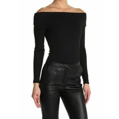 Off Shoulder Bodysuit Ribbed/Lined Super Flattering Sleek Black Bodysuit For Spring, Sleek Black Bodysuit For Fall, Chic Black Bodysuit For Fall, Stretch Off-shoulder Bodysuit For Fall, Off-shoulder Stretch Bodysuit For Fall, Solid Off-shoulder Bodysuit For Night Out, Fall Stretch Off-shoulder Bodysuit, Stretch Off-shoulder Trendy Bodysuit, Trendy Off-shoulder Solid Color Bodysuit