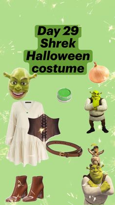 an advertisement for a costume contest featuring yoda, shrak and other characters