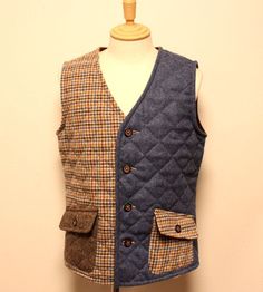 90s deadstock Lavenham tweed patchwork vest. size:M made in England material is tweed wool. deadstock as new condition. body length (bottom of collar to hem) 25.2inch(64cm) undream to undream 19.3inch(49cm)  Free shipping worldwide Winter Tweed Vest With Pockets, Tweed Vest With Pockets For Tailoring, Fall Tweed Vest With Pockets, Wool Vest With Pockets For Tailoring, Fitted Tweed Vintage Vest, Vintage Fitted Tweed Vest, Fitted Vintage Tweed Vest, Casual Tweed Vest For Winter, Brown Tweed Vest For Winter