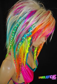 Raver Hair, Box Braids Rainbow, Epic Hair, Cotton Candy Hair, Rainbow Wig, Rainbow Hair Color, Candy Hair, Festival Hair, Colorful Hair