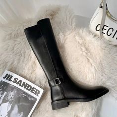 SPECIFICATIONS Department Name: ADULT Platform Height: 0-3cm CN: Zhejiang EUR size: 34 35 36 37 38 39 40 Heel height: About 3 cm Platform: About - cm Shaft height: About 36 cm Boots Openning: About 36 cm Seasons: Spring Autumn Winter Model Number: women boots Style: LEISURE Fashion Element: Buckle Shaft Material: microfiber Fit: Fits true to size, take your normal size Platform Height: 0-3cm Heel Type: Square heel Toe Shape: round toe Season: Spring/Autumn Upper Material: PU Origin: Mainland Chi Long Leather Boots, Fabric Boots, Ladies Footwear, Leather Knee Boots, Low Heel Boots, Dress Shoes Womens, Round Toe Heels, Winter Boots Women